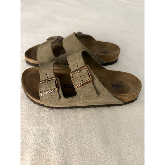 Birkenstock Arizona Suede Womens Sz 39 Taupe Sandals Ladies US 8 Men's US 6 - Picture 1 of 9